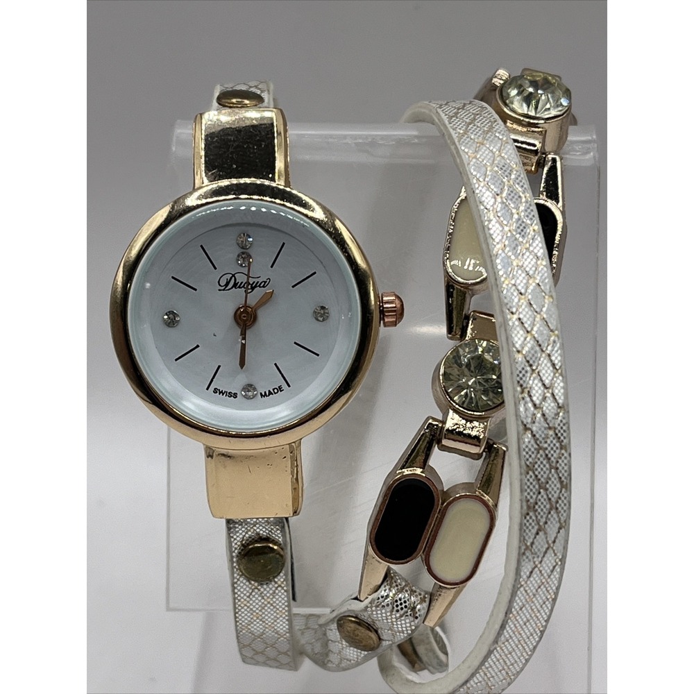 Duoya Swiss Made Women's Quartz Watch Wrap Band White Dial- New Battery